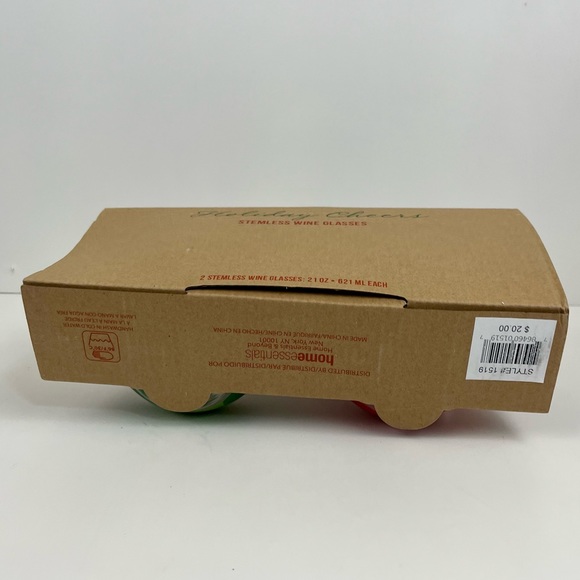 Holiday Cheer Stemless Wine Glasses Santa Snowman Christmas Set of 2 NEW - Picture 6 of 11